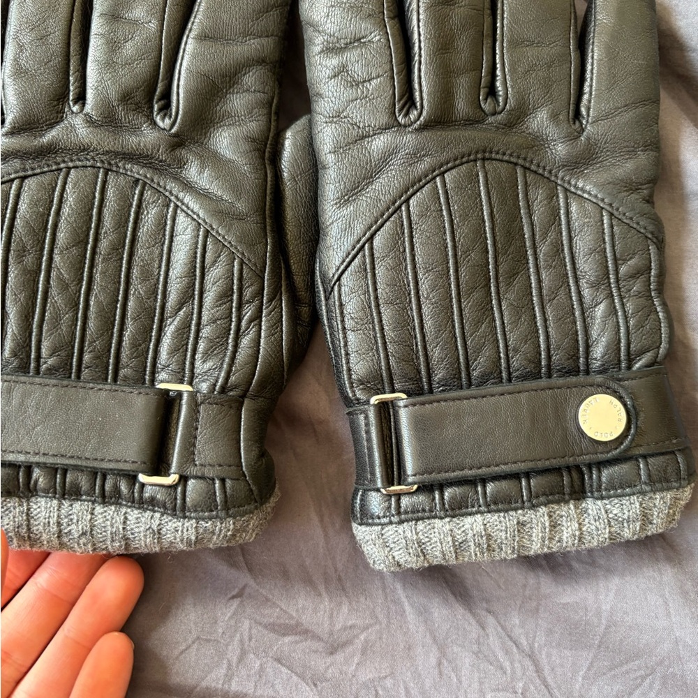 Black leather gloves polo Ralph Lauren men size XS. Used.